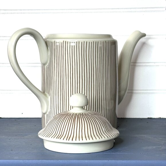 Fitz and Floyd Les Bands Cream Brown Coffee Teapot Lid 1976 735/74 CG Japan - Picture 4 of 7